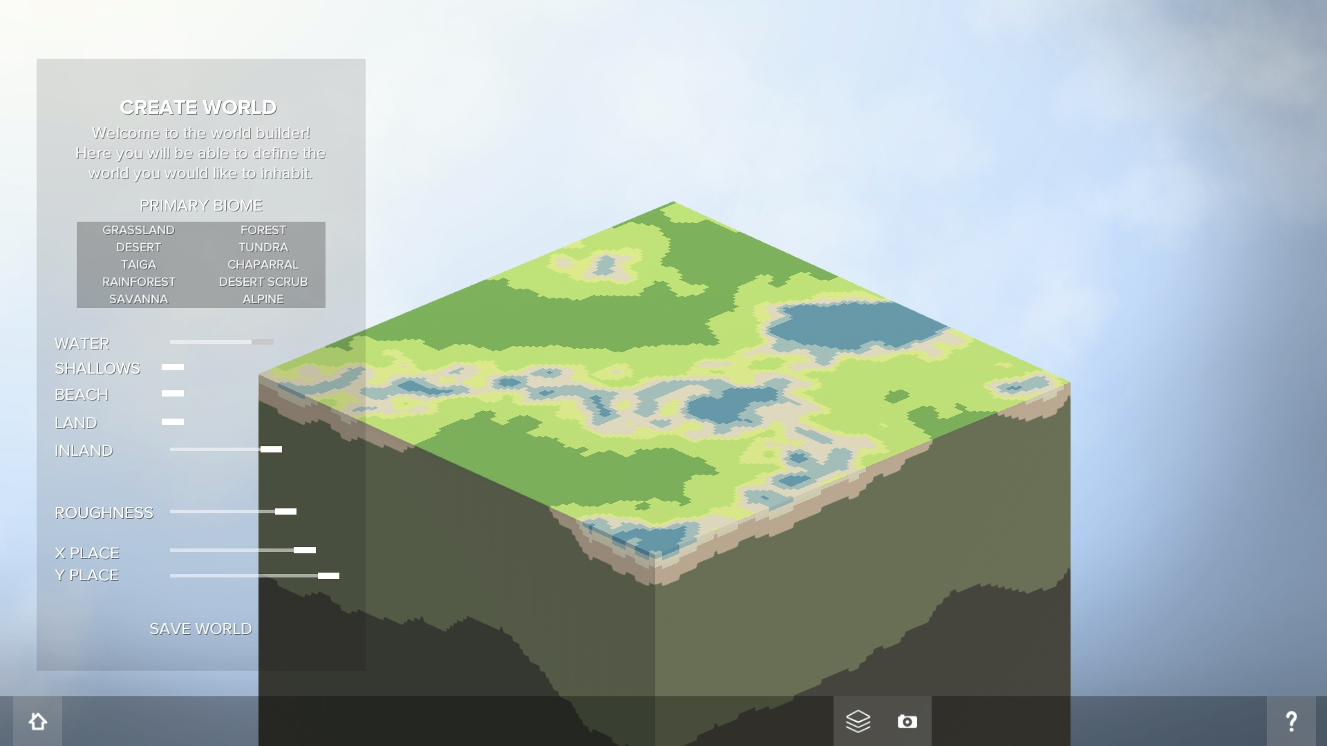 World Builder Biome and Terrain Creation